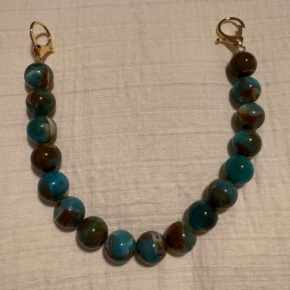 Blue turquoise color and Brown Beaded chain/ bag charm